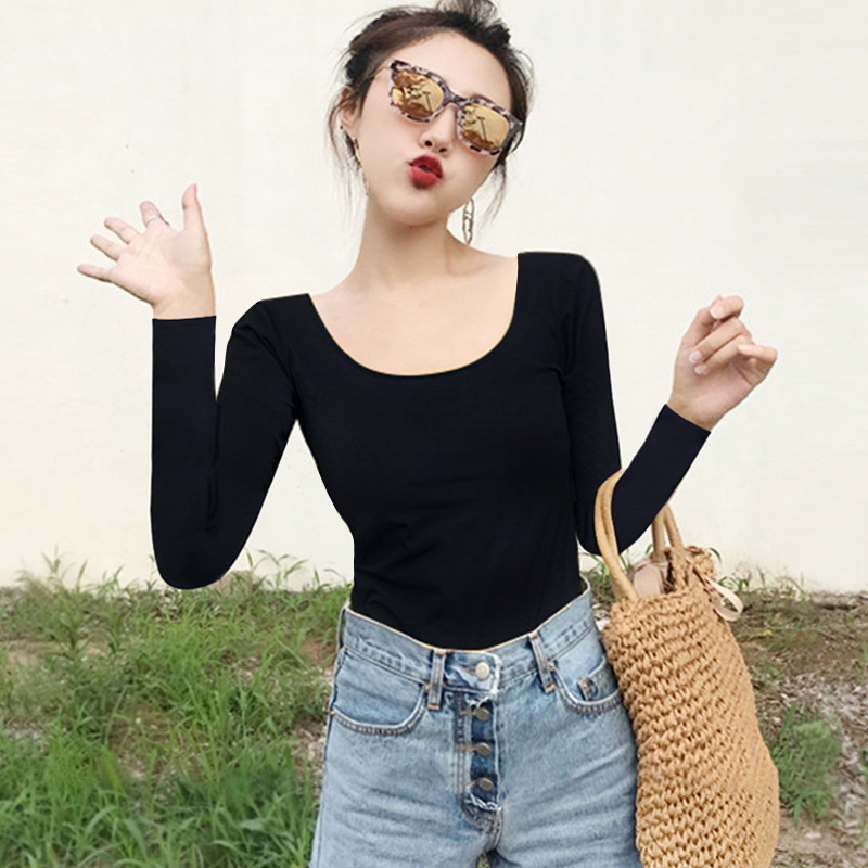 黑色低领加绒加厚打底衫长袖