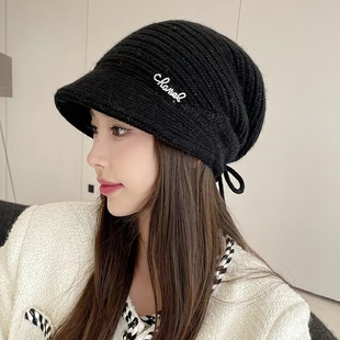 兔毛混纺大头围帽子女冬妈妈款女款冬天毛线帽秋冬季百搭堆堆帽