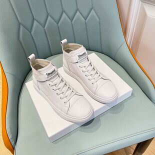 头层牛皮高帮真皮小白鞋女2026板鞋女鞋白色鞋子高帮鞋春季运动鞋