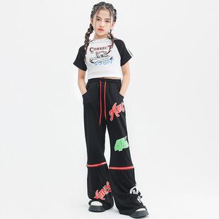 爵士舞服装女童复古裤子套装女孩少jazz走秀练功服表演出潮服
