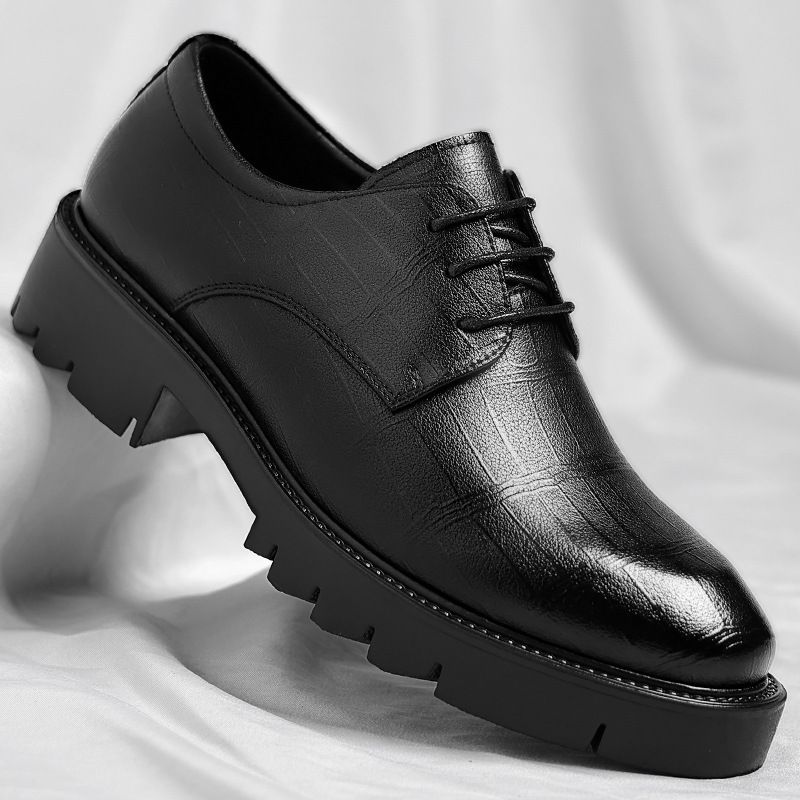 皮鞋男秋季真皮潮流时尚内增高10cm商务正装英伦男士休闲新郎婚鞋