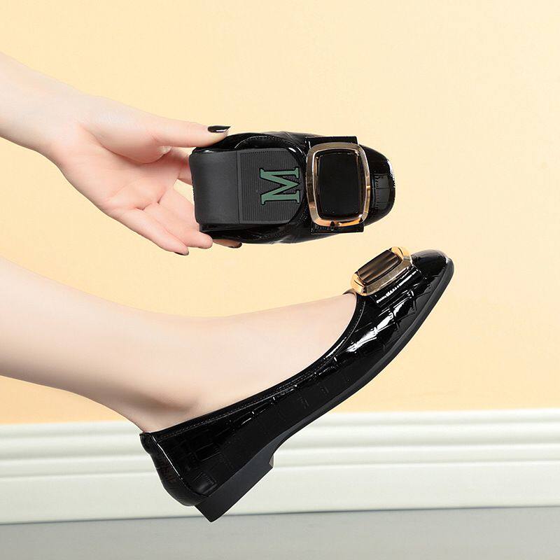 夏季单鞋女2026新款平底鞋女鞋软皮软底豆豆鞋舒适方头蛋卷鞋船鞋