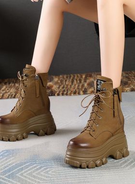 12cm内增高马丁靴2025年秋冬新款英伦复古高跟休闲短靴