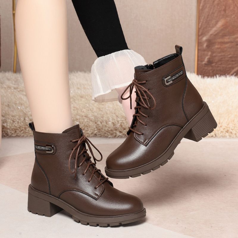 简约高级厚底马丁靴女款2025秋冬季新款短靴英伦风靴子百搭女鞋