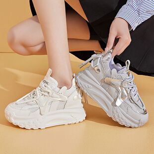 单鞋女2026春款女鞋厚底内增高老爹鞋百搭跑步运动鞋休闲鞋子