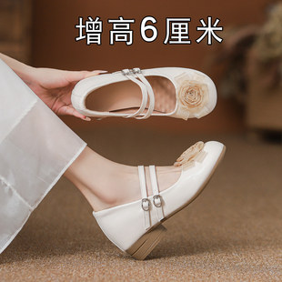 2026内增高玛丽珍单鞋女夏配裙子巨好看小个子不累脚法式绝美芭蕾