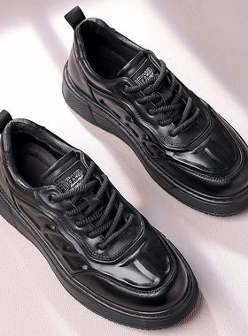 新款厚底软皮老爹鞋男ins火男款潮鞋头层牛皮高品质运动休闲鞋