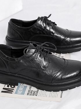 2025英伦风男士正装皮鞋潮流ins厚底系带小皮鞋秋季季休闲男鞋子