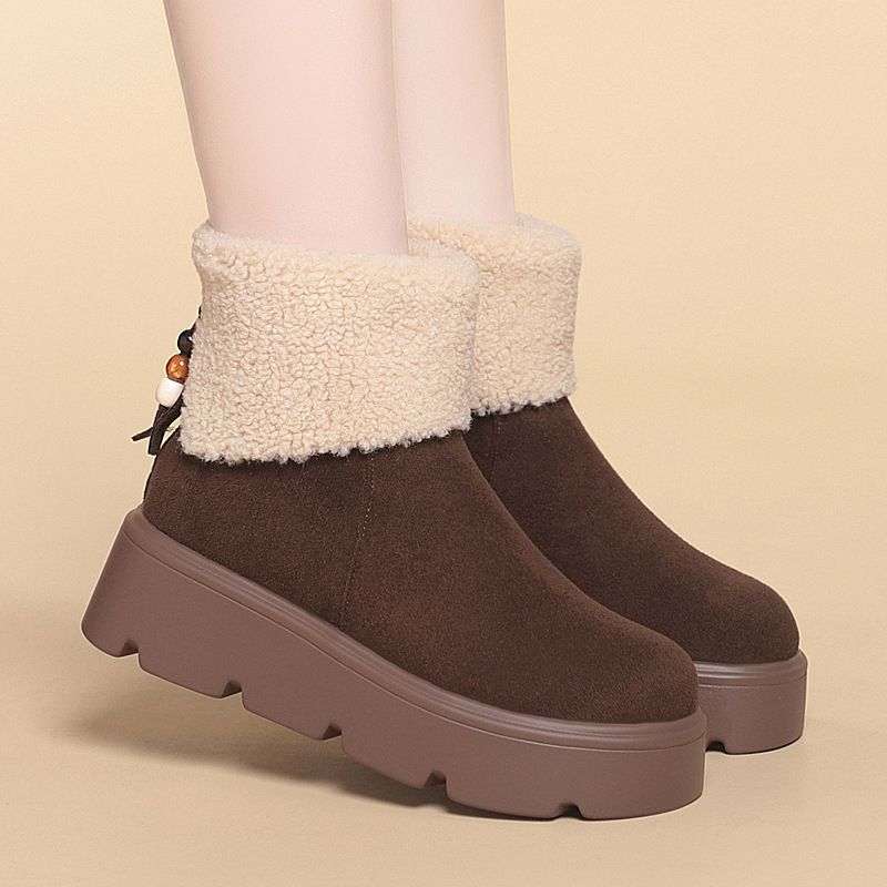 简约高级保暖雪地靴子冬季新款女士棉鞋轻便百搭松糕厚底短靴