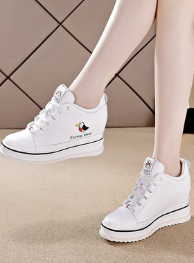 舒适品质 8CM内增高女鞋厚底小白鞋2025年新款春秋百搭休闲鞋子