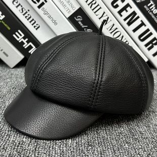 新款八角帽男女款简约画家帽绵皮质时尚网红鸭舌帽户外出游皮帽子
