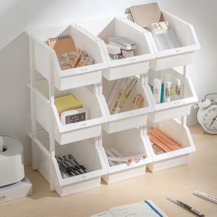 桌面可叠加收纳盒斜口分类储物盒文具药品收纳整理盒化妆品收纳盒