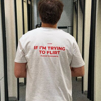 IF IM TRYING TO FLIRT趣味英文短袖T恤夏季纯棉半袖潮小众男女