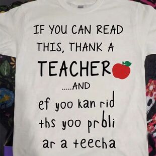 IF YOU CAN READ THIS THANK A TEACHER趣味英文短袖T恤夏季半袖