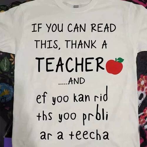 IF YOU CAN READ THIS THANK A TEACHER趣味英文短袖T恤夏季半袖