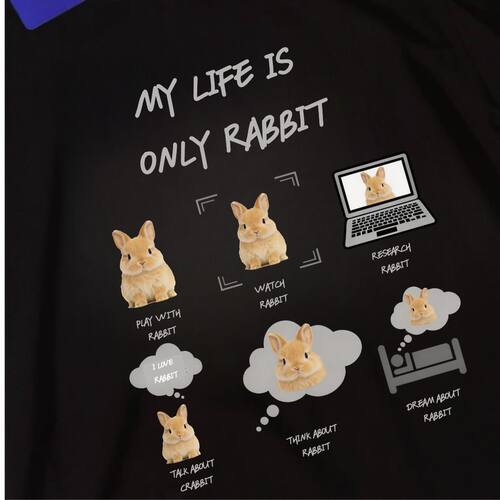 my life is only rabbit 生活只有侏儒兔短袖设计感宽松T恤纯棉