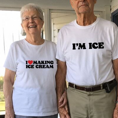 I MAKING ICE CREAM趣味英文短袖T恤夏季纯棉 半袖潮小众男女情侣