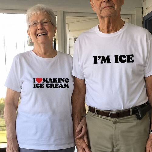 I MAKING ICE CREAM趣味英文短袖T恤夏季纯棉 半袖潮小众男女情侣