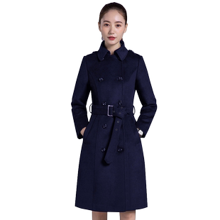 职业装毛呢大衣女中长款加棉加厚工作服黑色呢子外套女修身工装冬