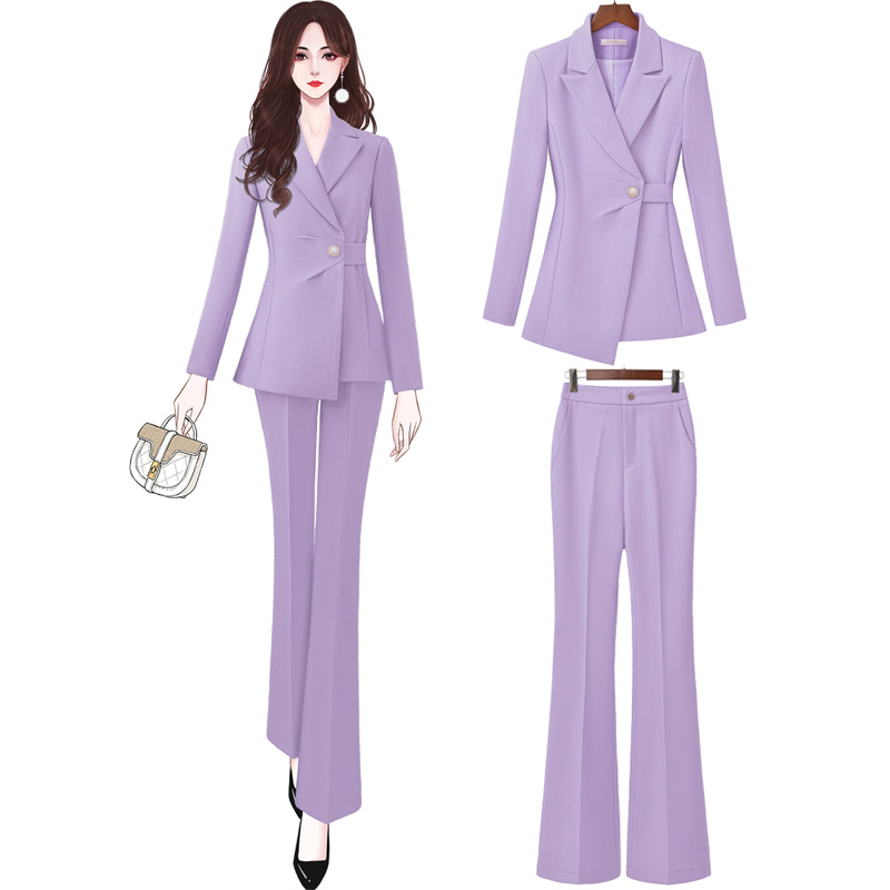 紫色西装套装气质女神范职业正装