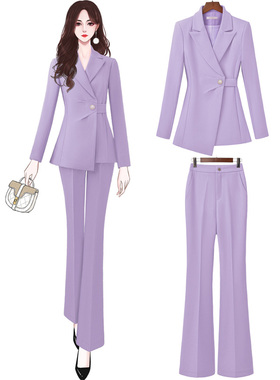 紫色西装套装女2025新款春气质女神范时尚艺考播音主持人职业正装
