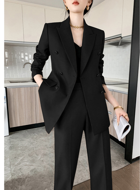 黑色小西装外套女2026春秋新款职业正装高级感休闲西服套装两件套