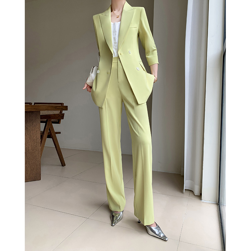 小个子西装套装女夏季薄款高级感时尚职业气质阔腿裤休闲西服外套