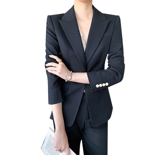 休闲西装套装女高级感职业正装时尚气质英伦风小个子西服外套黑色