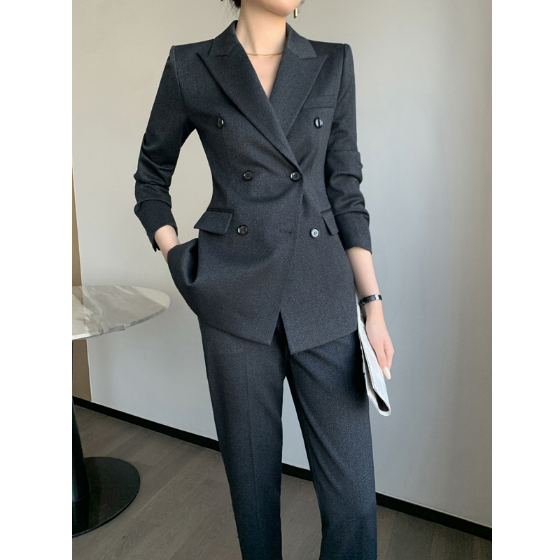 灰色西装套装女小个子高级感职业正装气质女神范御姐高端大牌外套