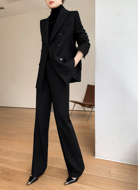 黑色西装套装女高级感时尚气质女神范职业正装阔腿裤休闲西服外套