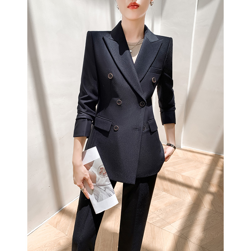 小个子西装套装女2025春秋新款高级感阔腿裤职业正装休闲工作西服