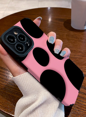 适用vivo iqoo neo9手机壳iqoo11新款10防摔neo8/7竞速版硅胶6se/5活力z9turbo软壳z7粉色底黑色鹅卵石保护套