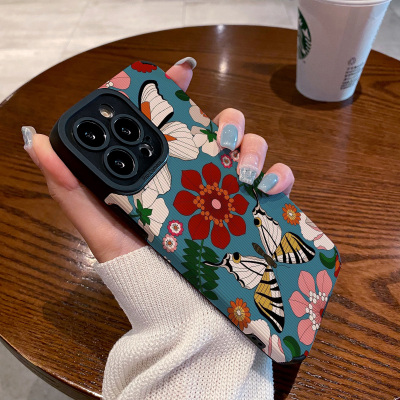 高级感花朵蝴蝶适用vivo x90 60 x70 x80 x50 pro手机壳x27 x20 x23幻彩版 x80proplus保护套硅胶壳软女创意