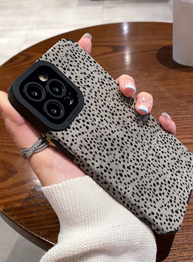 适用小米红米note12手机壳note11/10/9/8防摔新款12pro+硅胶11t皮质软小众创意高级保护套翻毛皮满屏黑色斑块