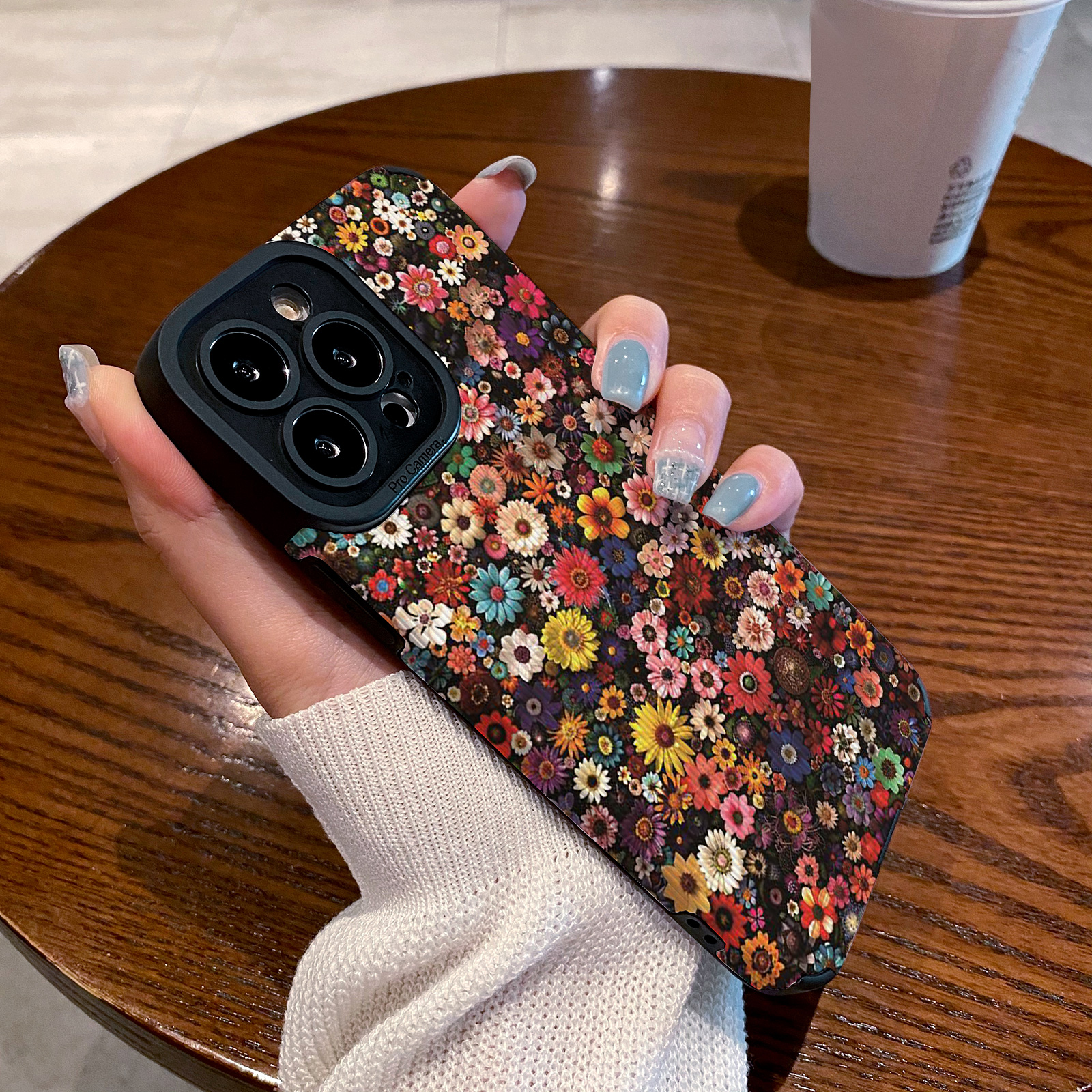 适用苹果15promax手机壳iphone15新款16pro硅胶皮质13防摔12暗黑满屏彩色花朵11高级X Xsmax 14plus XR保护套