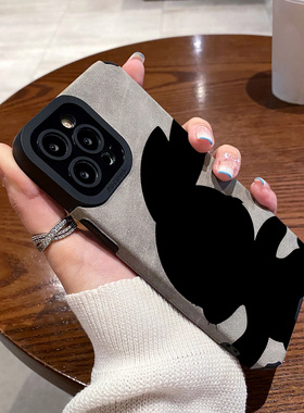 适用vivo iqoo11 10 9 pro手机壳iqooneo8新款7se防摔6硅胶5活力z7竞速z9turbo高级翻毛皮黑色可爱兔子保护套