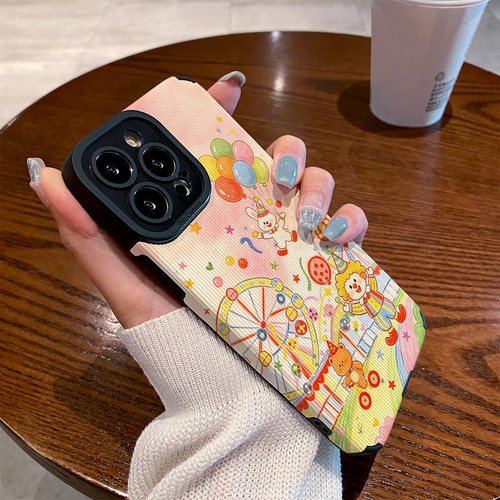 适用vivo s50手机壳s30/s20/s19/s18/s17/s16e/s15/s12/10/pro新款promini皮质软防摔保护套游乐园小丑彩绘画