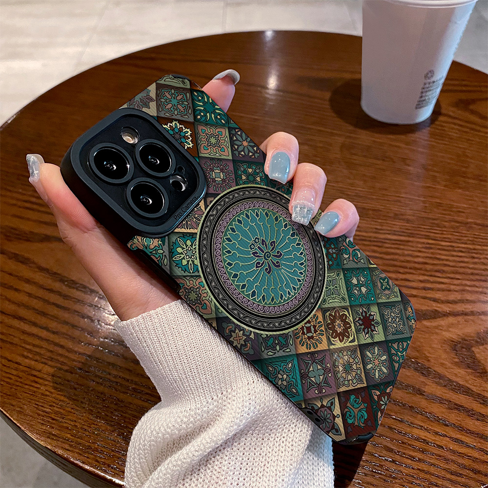 适用vivo x200手机壳x100s x90 x80 x70 x60 x50 pro复古圆盘花纹图腾x200pro mini防摔硅胶皮纹高级感保护套