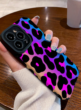 适用vivo x200手机壳x100s x90 x80 x70 x60 x50 pro视觉晕染黑色豹纹x200pro mini防摔硅胶皮纹高级感保护套