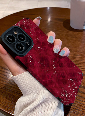 适用vivo S17 S16 S15 S12 S10 pro手机壳s9 s7 s6皮质软全包女 s16pro s1 s30 e保护套小众红色方块油墨波点