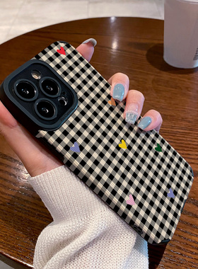 适用vivo iqoo11 10 9 pro手机壳iqooneo8新款7se防摔6硅胶5活力z7竞速版z9turbo创意黑白格子彩色爱心保护套