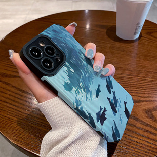 适用vivo iqoo neo9手机壳iqoo11新款10防摔neo8/7竞速版硅胶6se/5活力z9turbo软壳z7蓝色绘画海洋鱼群保护套