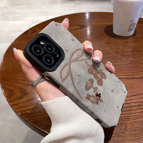 适用vivo iqoo15 13 11 9 pro手机壳iqooneo10/9/8/7se竞速防摔6软z9turbo新款秋冬翻毛皮蝴蝶结小萌熊保护套