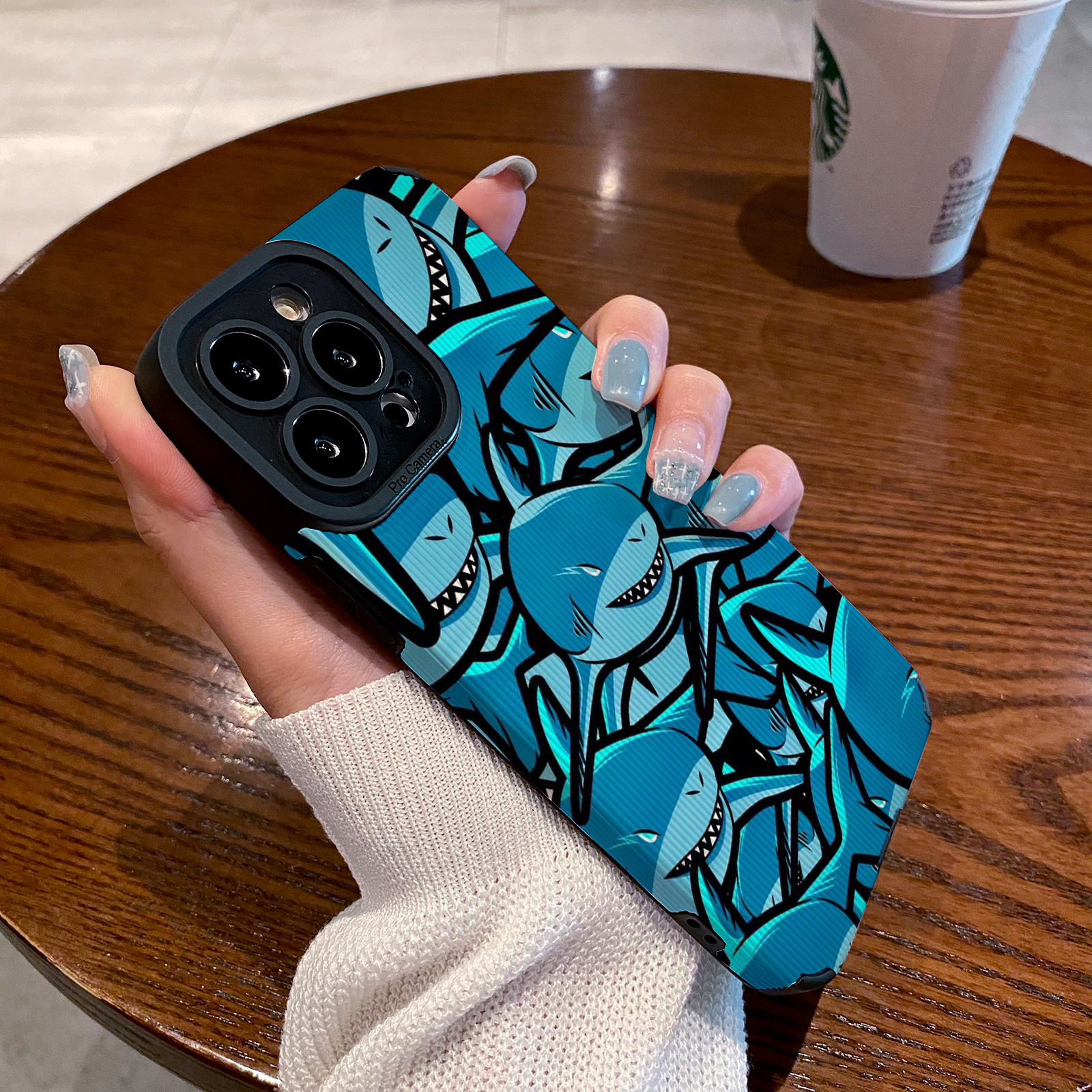 卡通创意个性鲨鱼适用vivo x90 60 x70 x80 x50 pro手机壳x27 x20 x23幻彩版 x80proplus保护套硅胶壳软男女