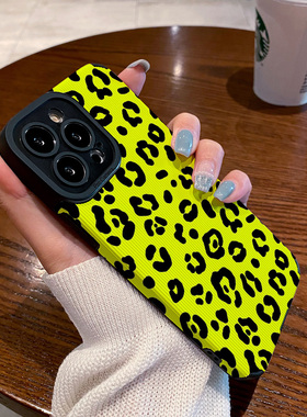 个性创意黄色豹纹适用OPPO reno8 reno7 pro手机壳reno6pro皮纹reno5 7 se 4新款全包高级硅胶保护套软壳男女