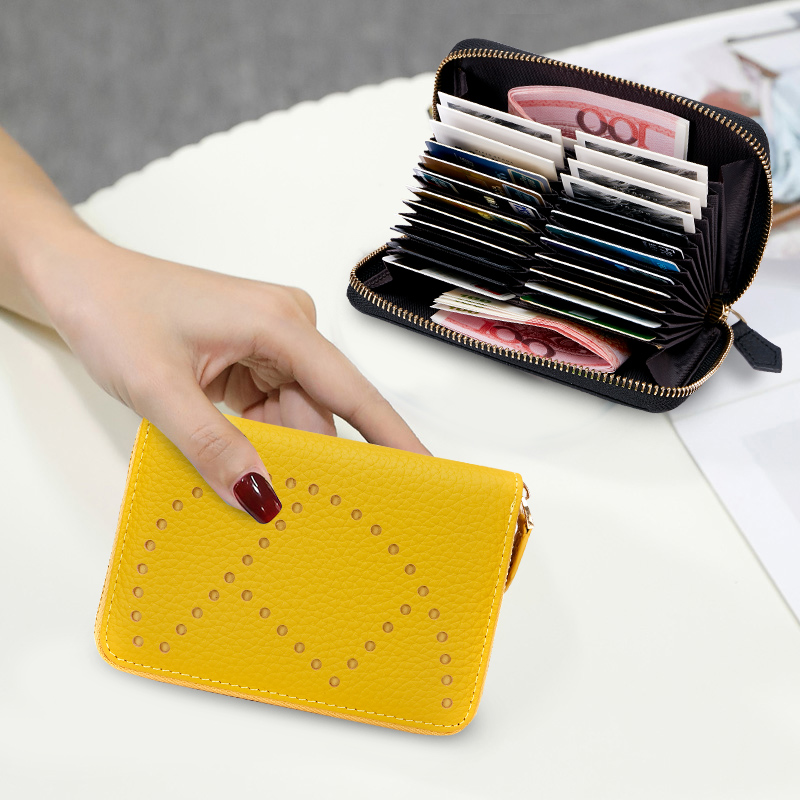 新款头层牛皮大容量超多风琴卡包