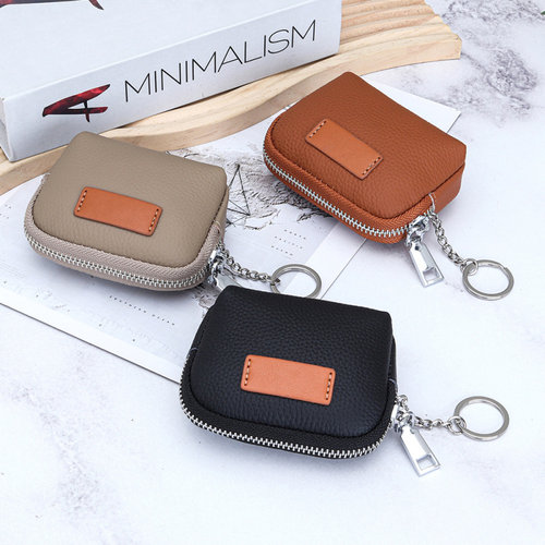 头层牛皮迷你零钱包钥匙包皮夹