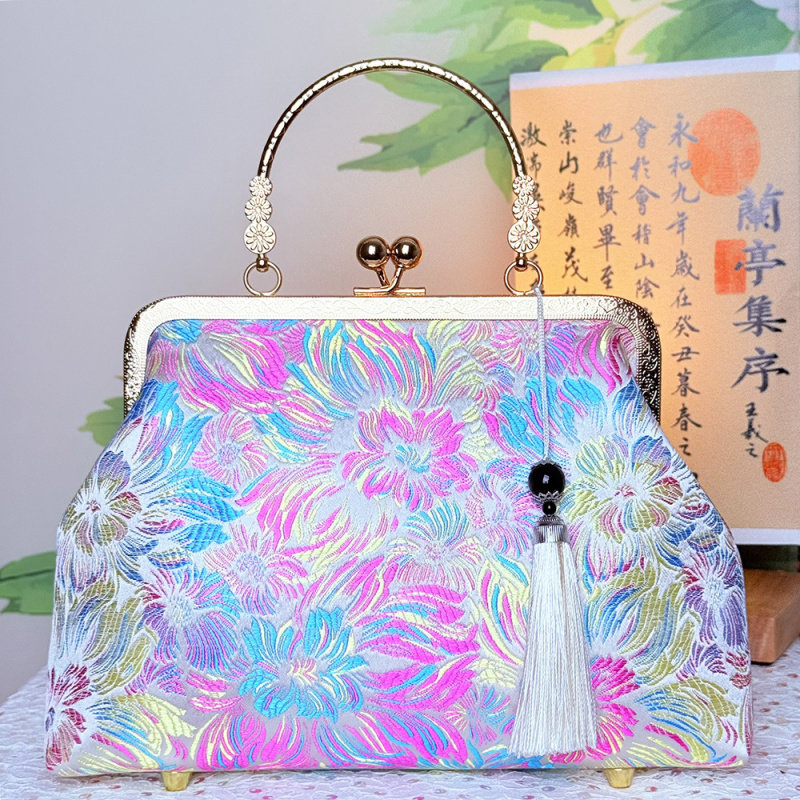 中国风刺绣旗袍包女中式汉服优雅复古手提包古风小包手拎包夹口包