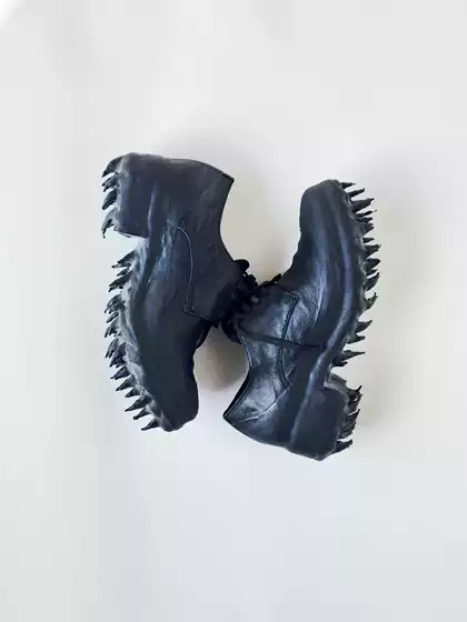 Dark Avant-Garde Style Washed and Distressed Pointed Leather Shoes for Men, Formal Wear, High-End Horsehide, Goodyear Welted, Handmade Dissolving Shoes