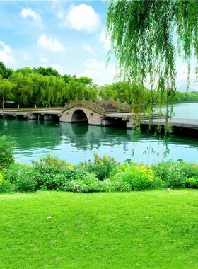 清新治愈系风景自粘画客厅沙发背景防水贴画网红直播间背景装饰画